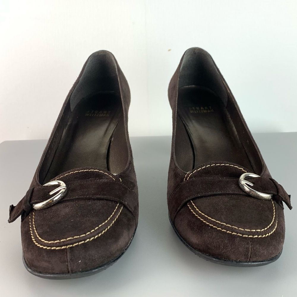 Stuart Weitzman Women's Shoes Pumps Size 9 Suede Brown Buckle Designer Luxury - Picture 2 of 13